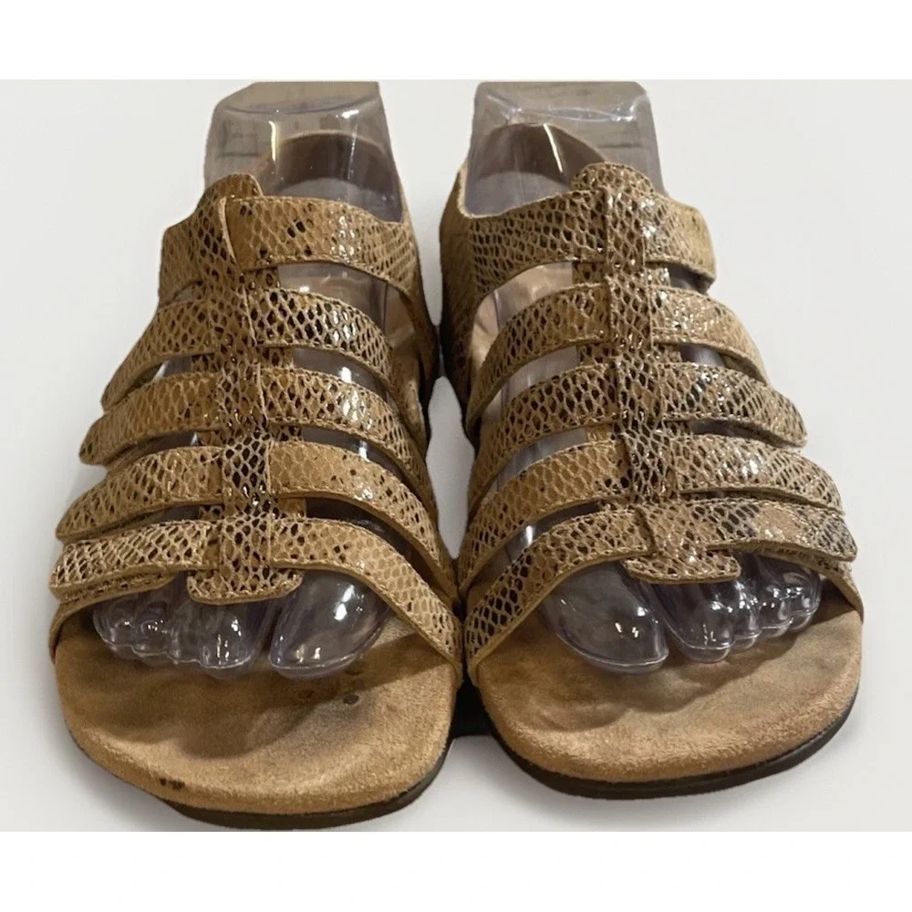 Vionic Harissa Sandals Womens Size 6.5 Brown Tan Snake Print Comfort Strappy - Picture 2 of 9